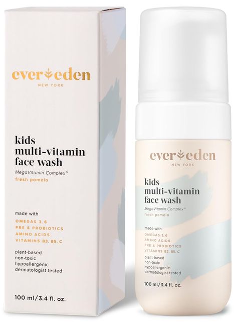 Evereden Kids Face Wash: Fresh Pomelo, 3.4 fl oz. | Plant Based and Natural Skin Care for Kids | Clean and Non-toxic Face Wash for Kids Gentle Foaming Cleanser, Kids Skin Care, Gentle Face Cleanser, Denture Adhesive, Gentle Face Wash, Botox Face, Skin Lightening Cream, Multi Vitamin, Lightening Creams