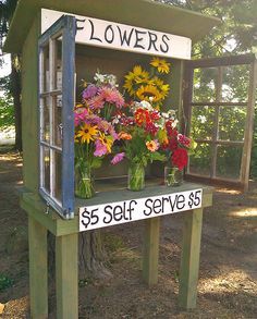 Pictures of roadside Flower Stands - Bing Images...to sell your peonies....<3 Roadside Stand, Vegetable Stand, Cut Flower Farm, Flower Business, Flower Cart, Market Garden, Flower Farmer, Cut Flower Garden, Self Serve