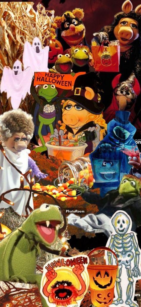 The Muppets Wallpaper, Muppet Halloween, Muppets Halloween, Halloween Collage Wallpaper, Fall Lockscreen, Phone Paper, Muppets Christmas, Halloween Collage, Magical Beings