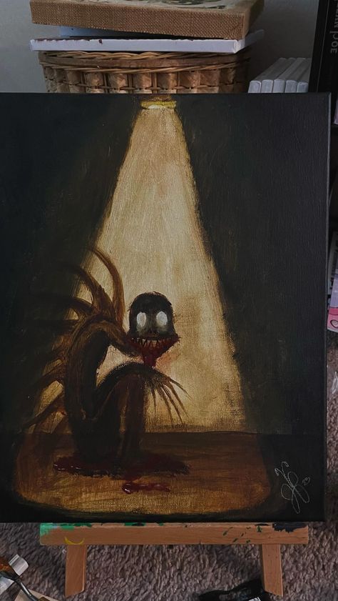 @occultcreature on Instagram Horror Paintings Canvas, Horror Canvas Painting, Horror Paintings, Horror Painting, September 23, Horror Art, Acrylic On Canvas, Art Ideas, Canvas Painting