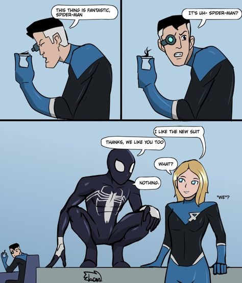 Spiderman Villains Art, Fantastic Four The Thing, Fan Made Spiderman, Spider Man Symbiote Suit, Spiderman Funny Comics, Spiderman Symbiote Suit, Spider Man Fanart, Spiders Man, Symbiote Oc