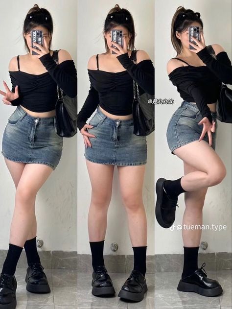 Style Inspiration Summer Casual, Fits For Short Women, Black Skirt Outfit Midsize, Outfit Inspo For Mid Size Women, Midsize Mini Skirt Outfit, Cute Outfits For Dates, Hot Baddie Outfits, Skirt Outfit Midsize, Fashion For Chubby Ladies