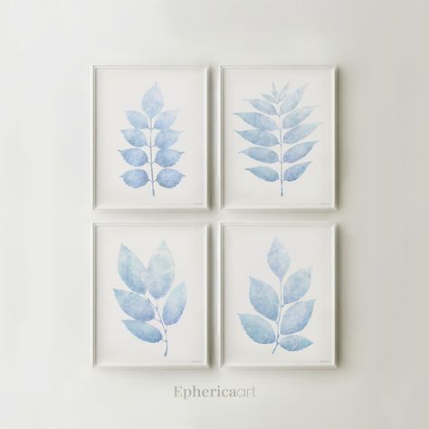 Nature Nursery Girl, Pale Blue Walls, Bathroom Art Printables, Blue Room Decor, Pastel Wall Decor, Cottage Wall Decor, Cottage Decor Farmhouse, Pastel Wall Art, Leaves Art