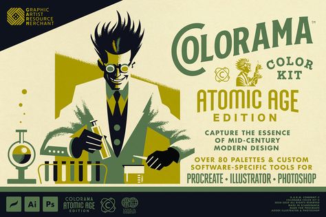 Colorama Color Kit - Atomic Age Edition by Emir Ayouni on Dribbble Jason Edmiston, Aaron Draplin, Adobe Illustrator Brushes, Morning Breath, Stippling Brush, Photoshop Brush Set, Illustrator Brushes, Font Inspiration, Color Kit