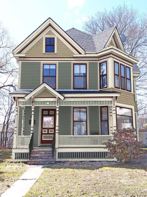 Exterior Paint Color Portfolio Archives - Page 5 of 24 - OldHouseGuy Blog Old House Colors Exterior, Victorian Homes Exterior Colors, Victorian Home Exterior, Studio Exterior, Painted Lady House, Historic Paint Colours, Brick Victorian, Victorian House Colors, Architecture Reference