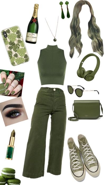 Green olive Outfit | ShopLook Green Asthetics Outfit, Green Olive Outfit, Olive Outfits, Olive Outfit, Non Binary Outfits, Olive Green Eyes, Olive Green Outfit, Pants Png, Olive Clothing