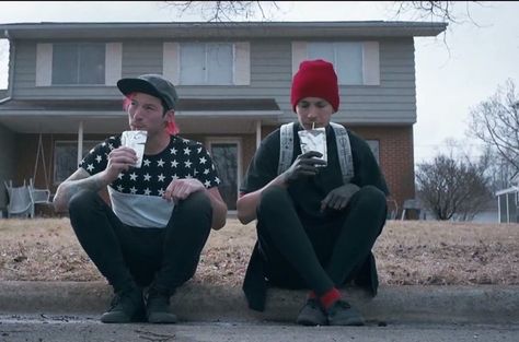 In case you didn’t know, these guys are Josh and Tyler, and they’re in a band called Twenty One Pilots. | Check Out What The Guys Behind "Extreme Phone Pinching" Did Next Tyler Y Josh, Alternative Songs, Tyler And Josh, 21 Pilots, Your Spirit Animal, Troye Sivan, Pentatonix, Tyler Joseph, Daft Punk