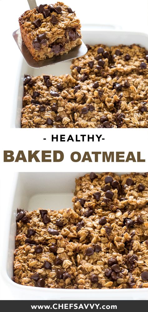 Resep Oatmeal, Healthy Baked Oatmeal, Healthy Desayunos, Breakfast Chocolate, Chef Savvy, Baked Oatmeal Healthy, Baked Oatmeal Recipe, Menu Sarapan Sehat, Baked Oatmeal Recipes