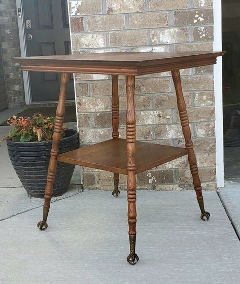 Vintage Phone Tables, Vintage Dishes Antiques, Antique Oak Furniture, Parlor Table, Tiger Wood, Tiger Oak, Dream List, Wood End Table, Shabby Chic Crafts