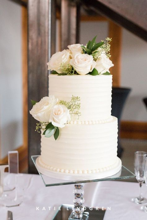 Two Tier Textured Wedding Cake, Simple Two Tier Wedding Cake Buttercream, 2 Teir Cakes Wedding Simple, Small Wedding Cake Sizes, Simple Cake Designs Wedding, Simple Two Tiered Wedding Cakes, Wedding Two Tier Cake, Wedding Cake For 2, Small 3 Tier Wedding Cake