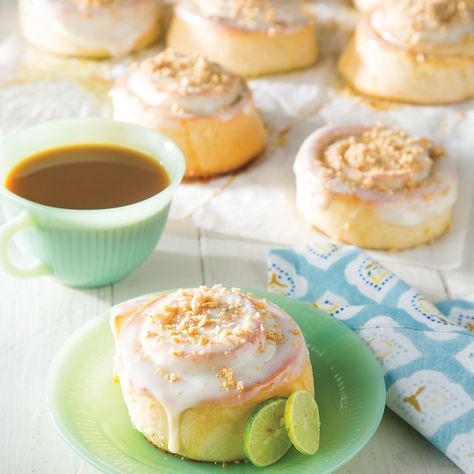 Sweet Roll Dough, Key Lime Glaze, Pretty Pastries, Almond Tart Recipe, Lime Glaze, Key Lime Cake, Sweet Buns, Glaze Recipe, Sweet Roll