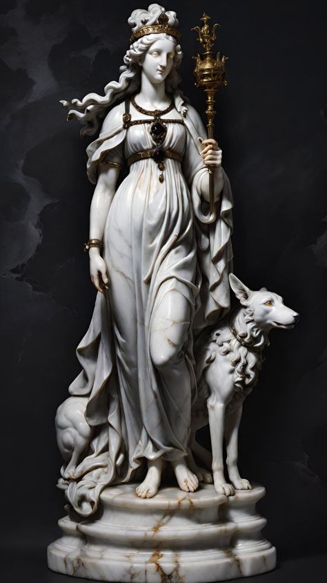 Mother Hekate, Hekate Statue, Lady Hekate, Witch Cabin, Hecate Statue, Hecate Goddess, Male Angel, Roman Goddess, Athena Goddess