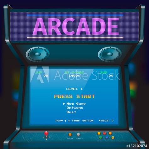 Stock Image: Retro arcade game machine. Vector illustration. Arcade Machine Illustration, Retro Arcade Games, Arcade Game Machines, Bullet Journal Paper, Ticket Design, Game Machine, Retro Arcade, Arcade Machine, Game Background