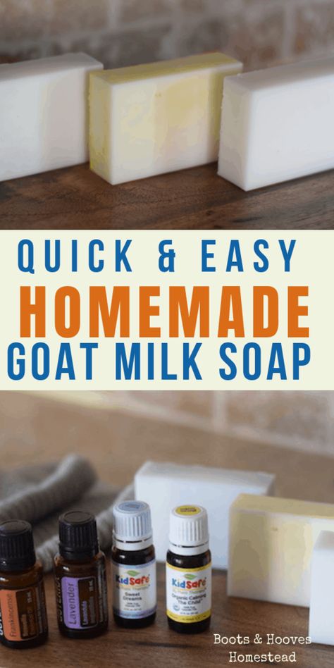 How to make a quick & easy homemade goat milk soap recipe at home. Diy Goat Milk Soap, Goat Milk Soap Recipe, Milk Soap Recipe, Homemade Goat Milk Soap, Goat Milk Recipes, Goats Milk Soap Base, Diy Soap Bars, Savon Diy, Easy Soap Recipes