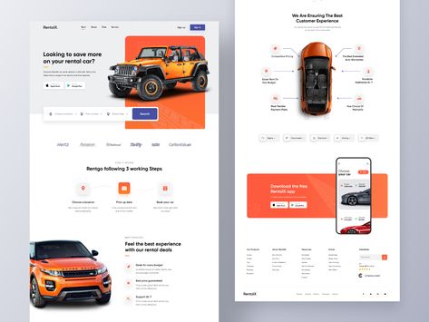 RentalX | Car Rental Website by Rafsan Sam Website Grid, Car Rental Website, City Clean, Car Ui, Desain Ui, Ui Design Website, Web Inspiration, Web Layout, Web App Design