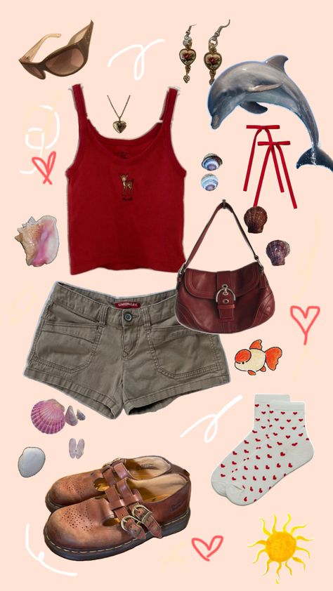 beach aesthetic summer coquette y2k outfit h2o inspired brandy melville unionbay mary janes doc martens and hearts!!! so ready for warm weather :3 Summer Coquette, Coquette Y2k, Aesthetic Summer, Beach Aesthetic, Doc Martens, Brandy Melville, Brandy, Mary Janes