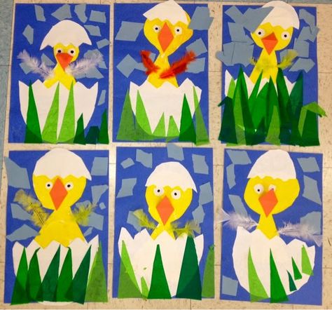 Easter Art Project, Easter Kindergarten, Classe D'art, Kindergarten Art Lessons, Spring Art Projects, Kindergarten Art Projects, Easter Preschool, Classroom Art Projects, Spring Projects