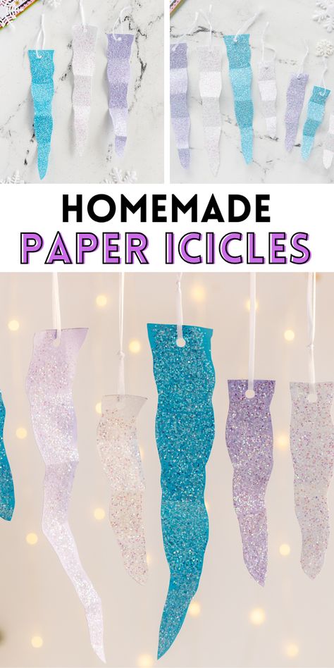 Ice Crafts For Preschoolers, Ice Projects For Preschool, Paper Icecicles, Ice Stem Activities, Ice Art For Kids, Pre K Snowflake Craft, Icicle Crafts For Toddlers, Ice And Snow Crafts For Toddlers, Icicle Crafts For Kids