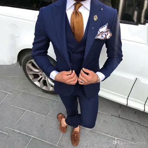 Coat Pant For Men, Classic Blue Suit, Men Suits Blue, Man Coat, Prom Men, Suits Men Slim, Men Suits Wedding, Prom Dinner, Tie Vest