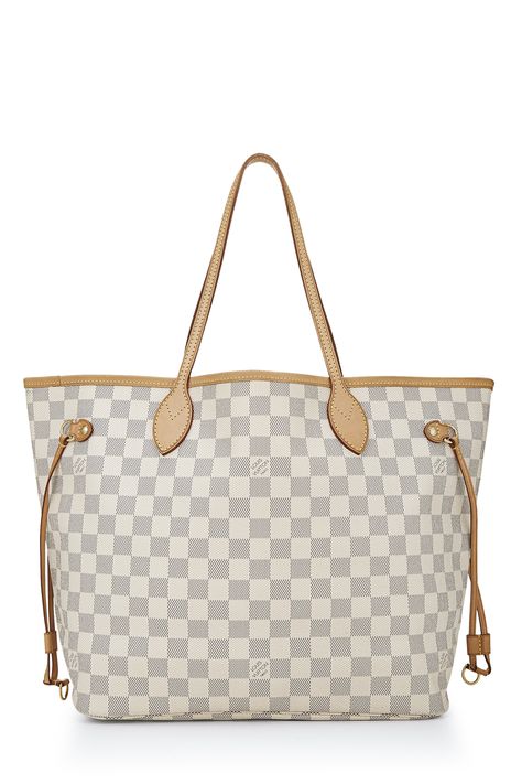 Louis Vuitton Neverfull Damier Azur, Tas Lv, Damier Azur Neverfull, Lv Tote, Vintage Designer Bags, White Louis Vuitton, Pre Owned Louis Vuitton, Louis Vuitton Crossbody, Louis Vuitton Totes