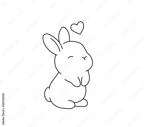 Cute Rabbit Embroidery, Bunny One Line Drawing, Cute Bunny Drawing Simple, Bunny Simple Drawing, Small Animal Doodles, Cute Bunny Tattoos Small, Cute Little Animals Drawings, How To Draw A Rabbit, Cute Bunnies Drawing