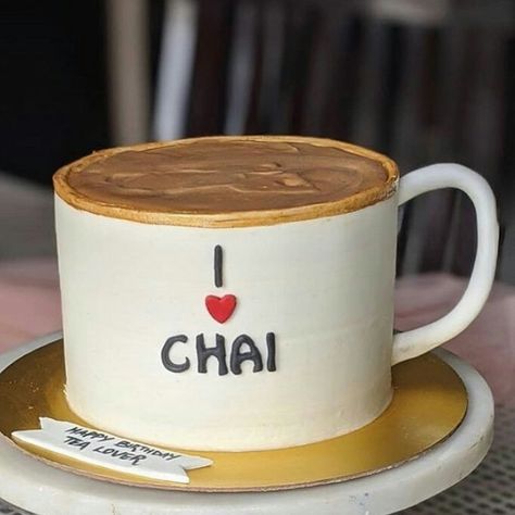 Cake For Chai Lover, Chai Lover Cake Design, Tea Cup Cakes Design, Tea Lover Cake Design, Cup Of Tea Cake Design, Chai Cake Design, Coffee Theme Cake, Eyfs Areas, Bdy Cake