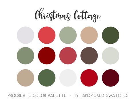 Christmas Coloring Palette, Red Blue Green White Color Palette, Farmhouse Christmas Color Palette, Procreate Christmas Palette, Christmas Color Swatches, Pantone Christmas Colors, Color Palette Reds, Aesthetic Christmas Color Palette, Holiday Colour Palette