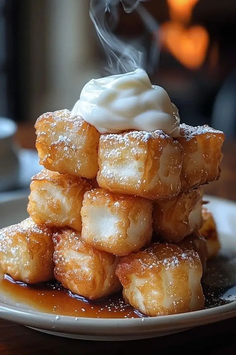 Deep Fried Marshmallows - MmmRecipes : Easy and Delicious Recipes Fried Dessert, Fair Food Recipes, Vegetarian Chocolate, Sweet Snacks, Deep Fried, Marshmallows, Appetizer Snacks, Dessert Recipes Easy, Just Desserts