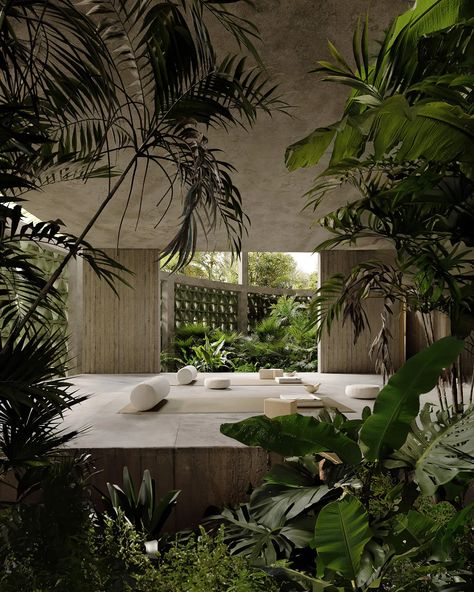 Tulum Decor Inspiration, Jungle House, Rayong, Tropical Architecture, Surf House, التصميم الخارجي للمنزل, Islands Of Adventure, Tropical Houses, Brutalism