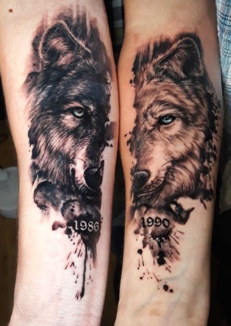 Couples Wolf Tattoos Love, Couple Wolf Tattoo Ideas, Couples Wolf Tattoos, Husky Tattoo, Queen Crown Tattoo, Pair Tattoos, Couple Tattoos Love, Couples Tattoo Designs, Drawing Styles