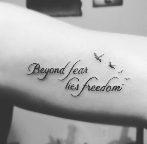 Small Quotes For Tattoos For Women, Freedom Inspired Tattoos, More Than A Conqueror Tattoo, Freedom Quotes Tattoo, Small Tattoos Freedom, Guilt Tattoo Ideas, Tattoos Representing Freedom, Tattoo That Means Freedom, Tattoo For Recovery