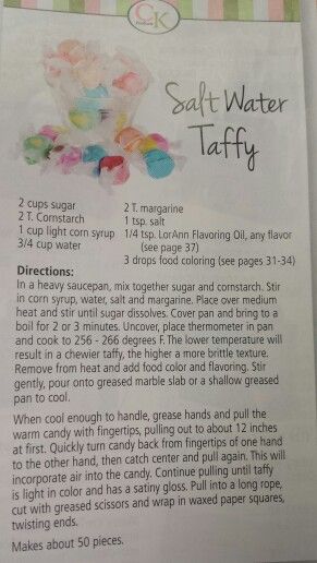 Diy Salt Water Taffy, Taffy Candy Recipes, Salt Water Taffy Recipe Homemade, Homemade Salt Water Taffy, How To Make Salt Water Taffy, Taffy Recipe Easy, Homemade Taffy Recipe, Saltwater Taffy Recipe, Easy Taffy Recipe