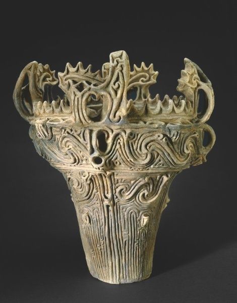 Flame-Style Storage Vessel, c. 2500 BC  Japan, Middle Jomon Period (c. 10,500-c. 300 BC)  earthenware with carved and applied decoration, Diameter - w:55.80 cm (w:21 15/16 inches) Overall - h:61.00 cm (h:24 inches) Jomon Period, Coil Pots, Ancient Pottery, Aomori, Niigata, Hakone, Cleveland Museum Of Art, Art Japonais, Art Antique