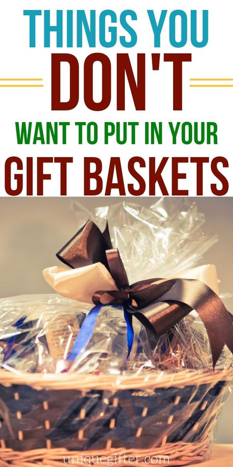 Do you know what to avoid putting in gift baskets? Things that people don't actually want or need? This list has changed the way I think about making gift baskets for gift giving and for fundraisers. Pin it to keep it in mind! #gifts #giftbasket Raffle Gift Baskets Ideas, Meat Basket Gift Ideas, Appetizer Gift Basket Ideas, Water Bottle Gift Basket, Fundraiser Baskets Ideas, Fundraising Baskets Ideas, Gift Basket Container Ideas, How To Make A Gift Basket Look Full, How To Make A Gift Basket Look Nice