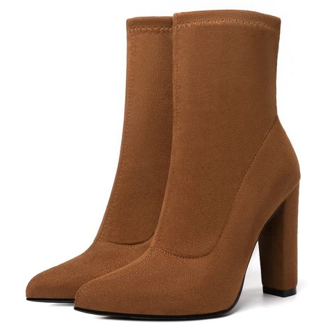 Fall Heels, Boots Chunky Heel, Glamorous Outfits, Chunky Heel Ankle Boots, Boots Chunky, Sock Booties, Fall Boots, Stylish Socks, Sock Boots