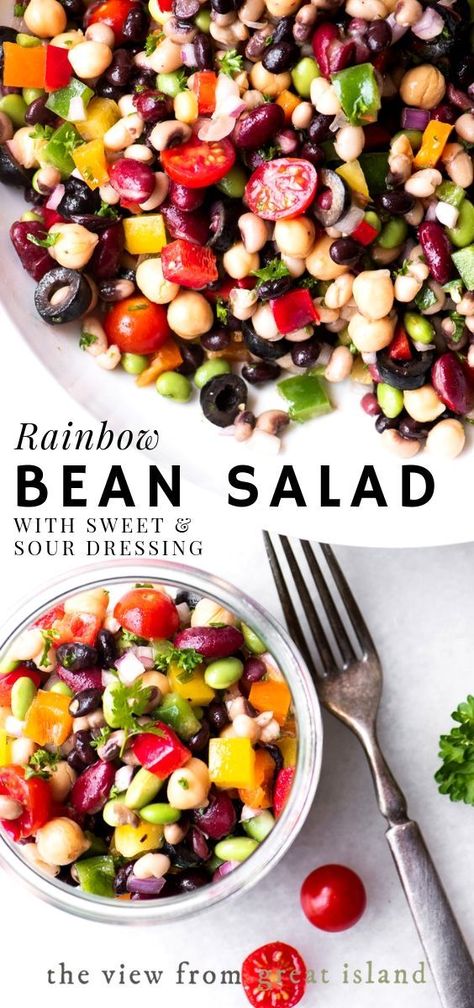 Sweet And Sour Dressing Recipe, Sweet And Sour Dressing, Bean Salad Dressing, The View From Great Island, Three Bean Salad, Bean Salad Recipes, Bean Salad, Sweet And Sour, Cucumber Salad