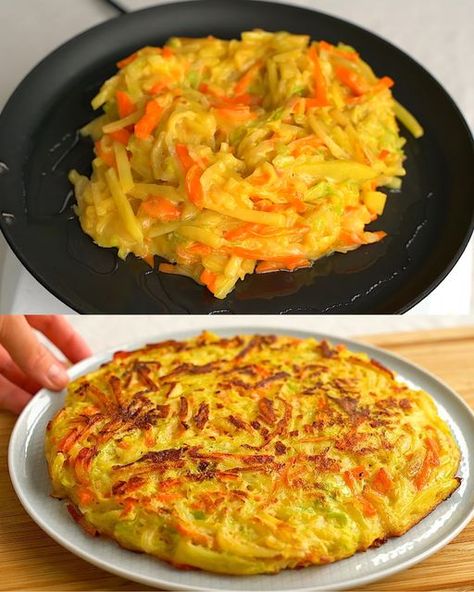 Hearty Vegetable Pancake Vegetable Pancakes, Cooked Cabbage, Healthy Vegetables, Cooked Vegetables, Filling Recipes, My Grandmother, Crockpot Recipes Easy, Hearty Meals, Salad Ingredients