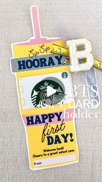 Andrea Clawson on Instagram: "If you can match my freak…can we be besties? 🤣😆   I know I know, it’s a little early but I had to share! All the BTS stuff stocked at the stores have me in the mood!   Sharing this adorable free printable for an easy first day of school gift card holder for teachers, school staff and Stanley freaks   Save for September + share with your besties + follow for easy ideas for busy moms!   #teachergifts #teachergifts #backtoschool #backtoschoolshopping #teachersofinstagram #elementaryteachers #starbuckslover #giftcardholder #teachersfollowteachers #teachersofig #teacherappreciation #teacherappreciationweek #giftideas #giftideaforteachers #craftymom #craftymama #adminday #printablesforkids" First Day Teacher Gifts Ideas, Admin Day, First Day Of School Gift, Starbucks Lovers, Bts Stuff, Crafty Mama, School Staff, Crafty Moms, Back To School Shopping