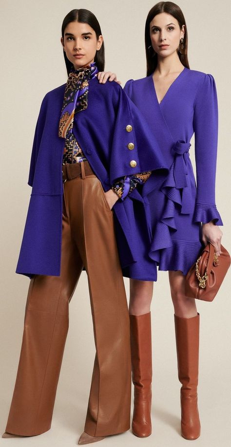 Colour Combinations Fashion, Color Blocking Outfits, Color Combinations For Clothes, Purple Outfits, Winter Fashion Outfits, Fashion Colours, Street Styles, Retinol, Couture Fashion