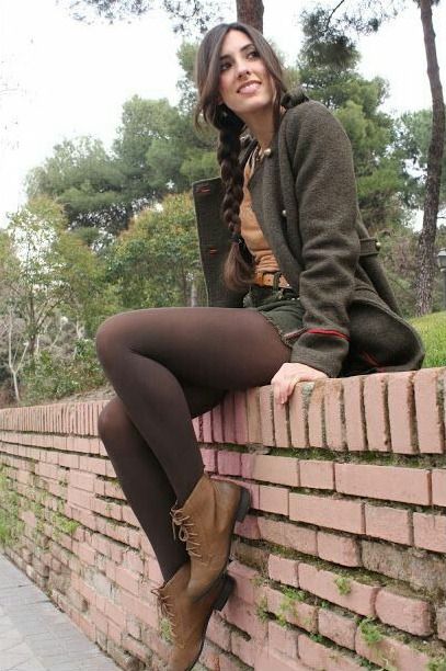 Forget Black, Brown Tights Fitting Clothes Dominate This Winter! – SHINE DRESSES Brown Tights Outfit, Outfit With Tights, Colored Tights Outfit, Brown Tights, Tights Outfits, Pantyhose Fashion, Fashion Tights, Instagram Outfits, Tights Outfit