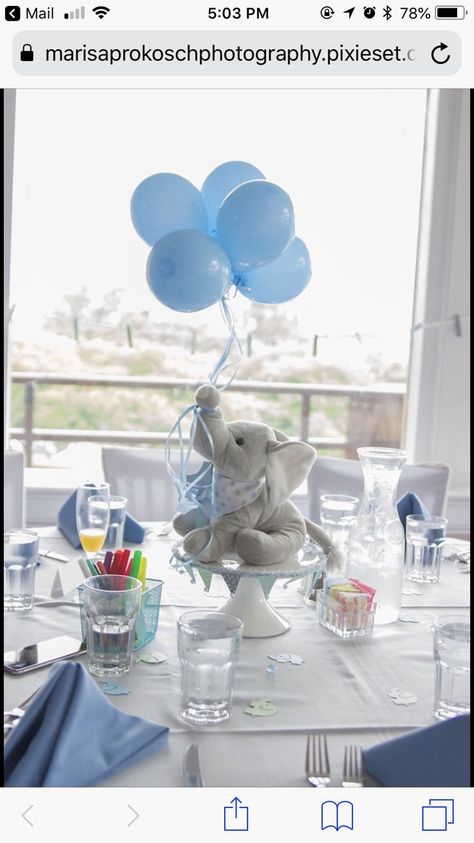 Elephant Baby Shower Theme Boy, Elephant Baby Shower Centerpieces, Bos Baby, Baby Shower Center, Baby Shower Table Centerpieces, Boy Baby Shower Centerpieces, Peanut Baby Shower, Elephant Baby Shower Decorations, Elephant Baby Shower Boy