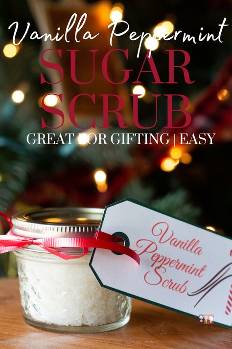 Easy Sugar Scrub Recipe, Diy Gift For Friends, Vanilla Scrub, Peppermint Scrub, Peppermint Sugar Scrub, Easy Sugar Scrub, Liquid Coconut Oil, Peppermint Sugar Scrubs, Peppermint Sugar