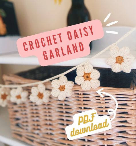 This Tutorials item by thecrochetkindco has 130 favorites from Etsy shoppers. Ships from United States. Listed on Jun 21, 2024 Crochet Daisy Garland Pattern Free, Crochet Decor Patterns, Types Of Crochet Stitches, Crochet Garland Pattern, Crochet Baby Nursery, Crochet Decor Ideas, Spring Crochet Ideas, Daisy Garland, Amigurumi For Beginners