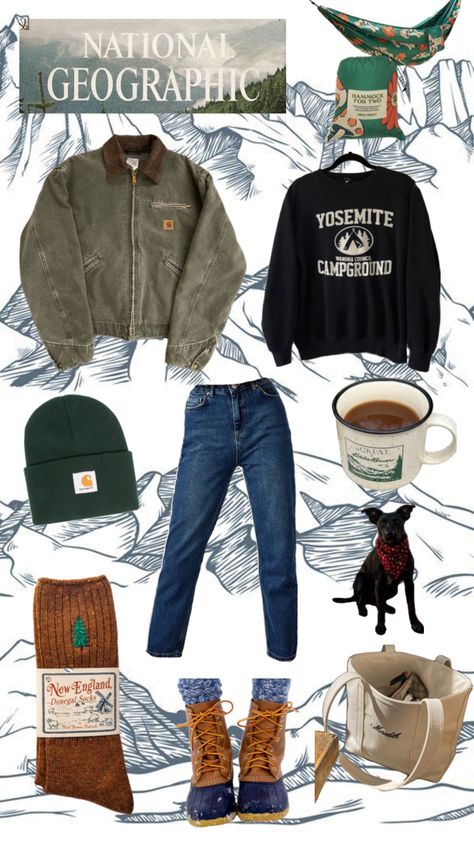 #llbean #granola #carhartt Ll Bean Jacket Outfits, Llbean Aesthetic, Granola Girl Capsule Wardrobe, Ll Bean Boots Outfit, Hiking Girl Outfit, Ll Bean Aesthetic, Llbean Outfit, Winter Granola Girl Outfits, Ll Bean Outfit