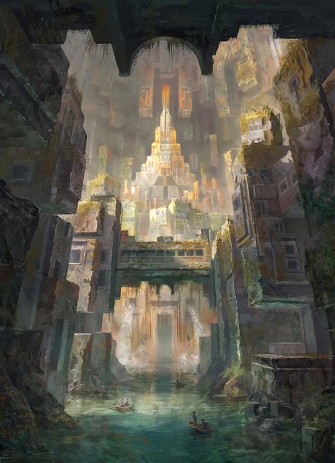 Civilization Aesthetic, Fantasy Civilization, Ancient Underground City, Cave City, Underground Cities, Fantasy City, Fantasy Places, Modern Fantasy, Fantasy Concept Art