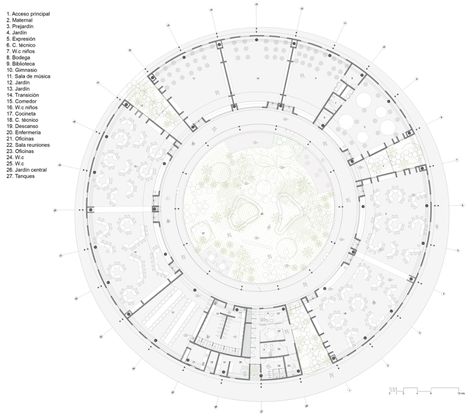 Gallery of Montessori School / Estudio Transversal - 33 Circle Building Plan, Montessori School Plan, Circular Building Plan, Circle Plan Architecture, Montessori School Design, Circular Floor Plan, Circle Plan, Circular Plan, Triangular Architecture