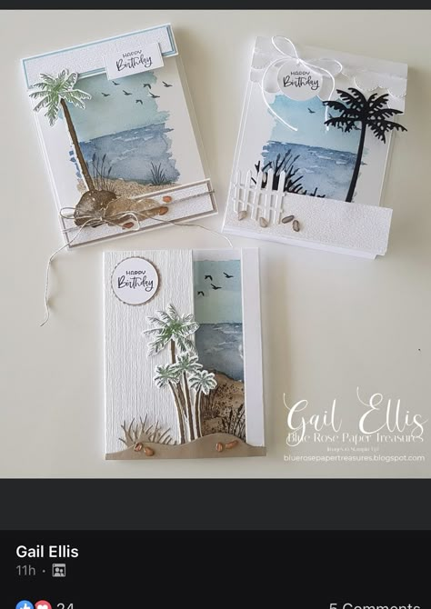 Gail Ellis, Nautical Cards, Beach Cards, Karten Design, Masculine Birthday Cards, Making Greeting Cards, Beach Scene, Stamping Up Cards, Card Tutorials