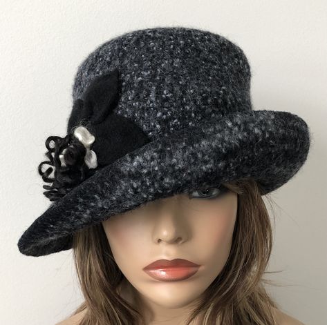 Floppy Wool Hat, Art Deco Hats, Wide Brim Felt Hat, Winter Bucket Hat, Wool Cloche Hat, Downton Abby, Flapper Hat, Straw Fedora Hat, Warm Winter Hats