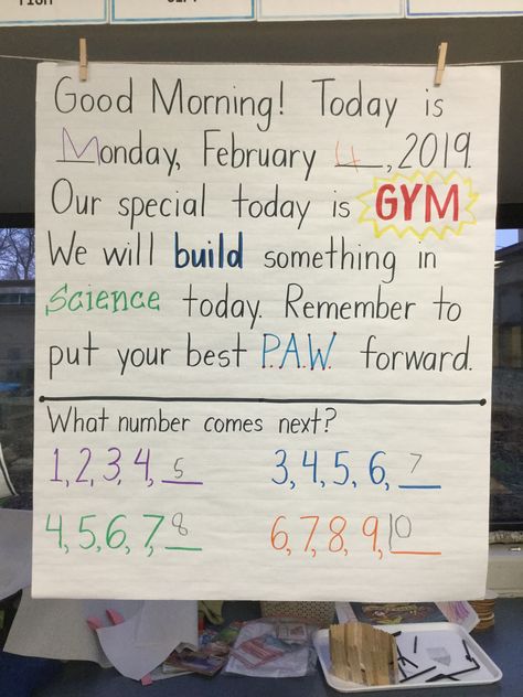 Prek Morning Meeting Board, Morning Message For Kindergarten, Morning Message Board Preschool, Morning Messages Preschool, Pre K Morning Message, Preschool Message Board Ideas, Morning Message Kindergarten Ideas, Morning Meeting Questions Kindergarten, Preschool Morning Message