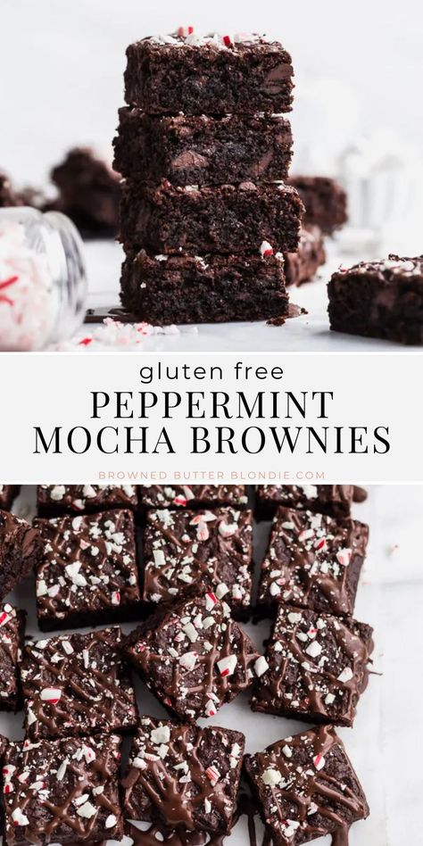 Gluten Free Peppermint Brownies, Gluten Free Brownie Recipe, Ultimate Brownie Recipe, Gluten Free Christmas Treats, Gluten Free Desserts Holiday, Mocha Brownies, Gluten Free Christmas Desserts, Business Bakery, Gluten Free Brownie